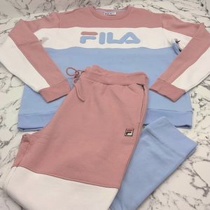 Men's Fila Pink | Sky Blue | White Fleece Sweatsuit NWT